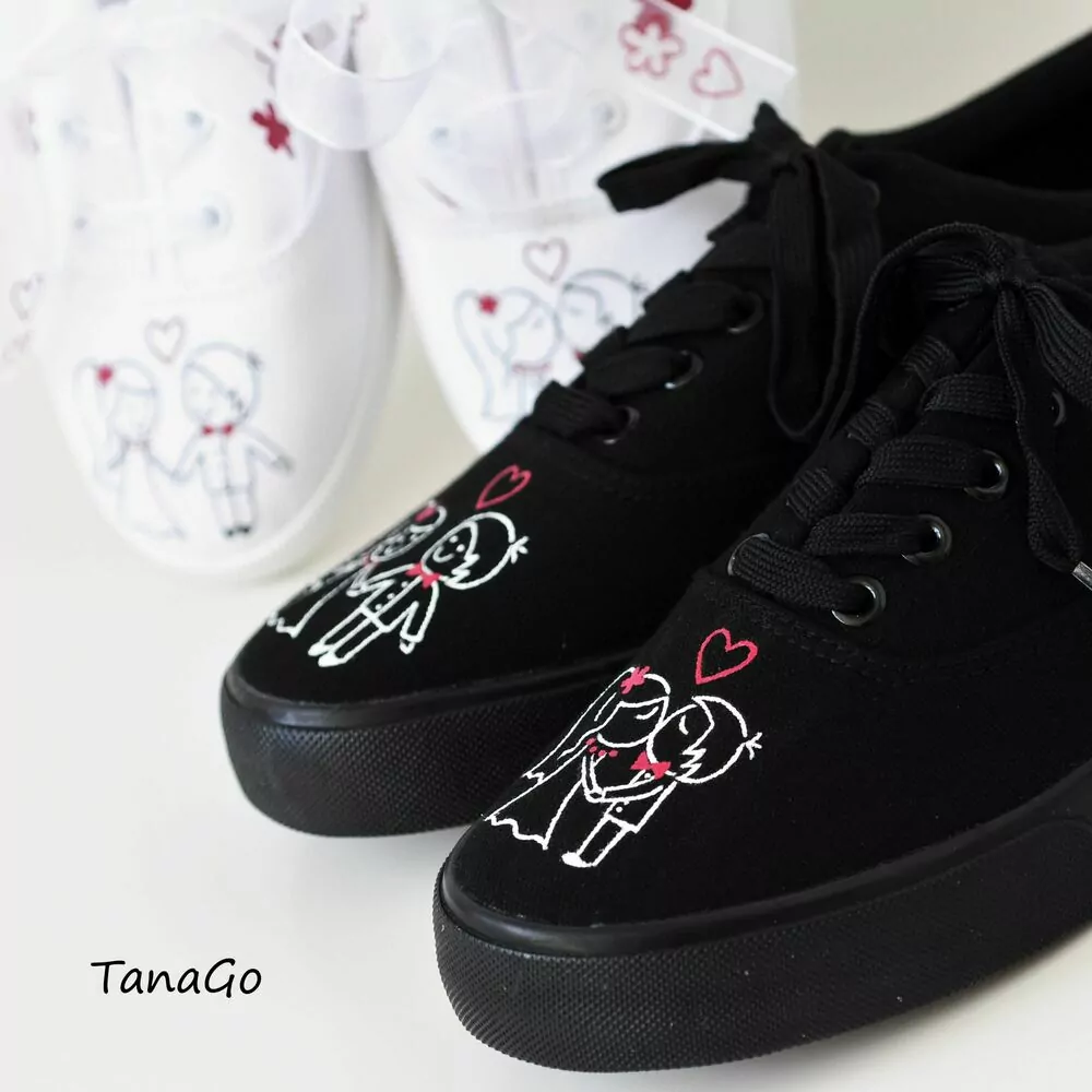 Svatební tenisky párové vínové