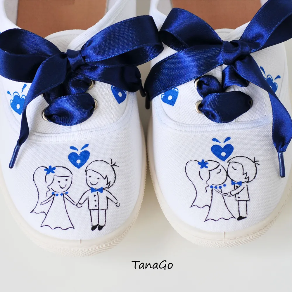 Folk svatební tenisky modré