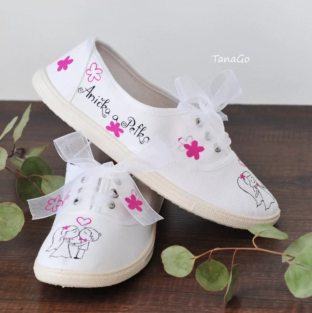 Svatební tenisky s růžovou