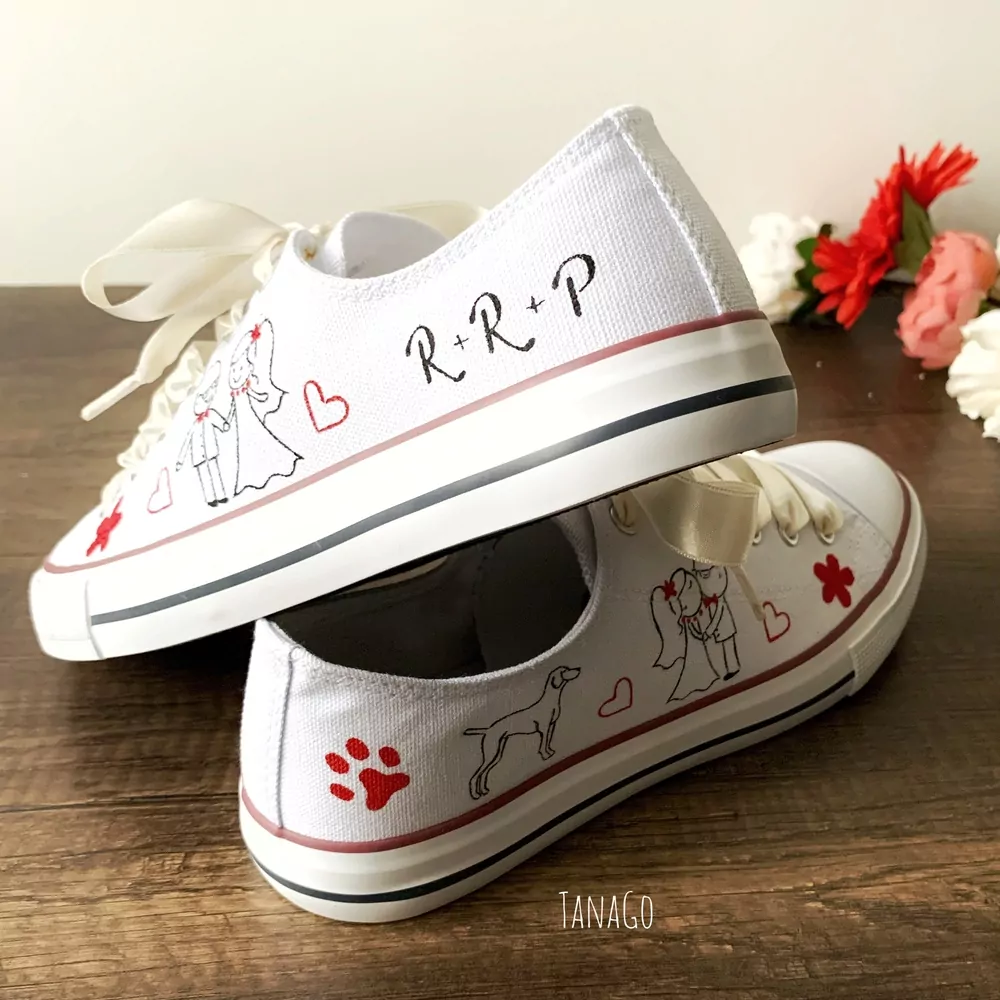 Tenisky pro nevěstu s pejskem