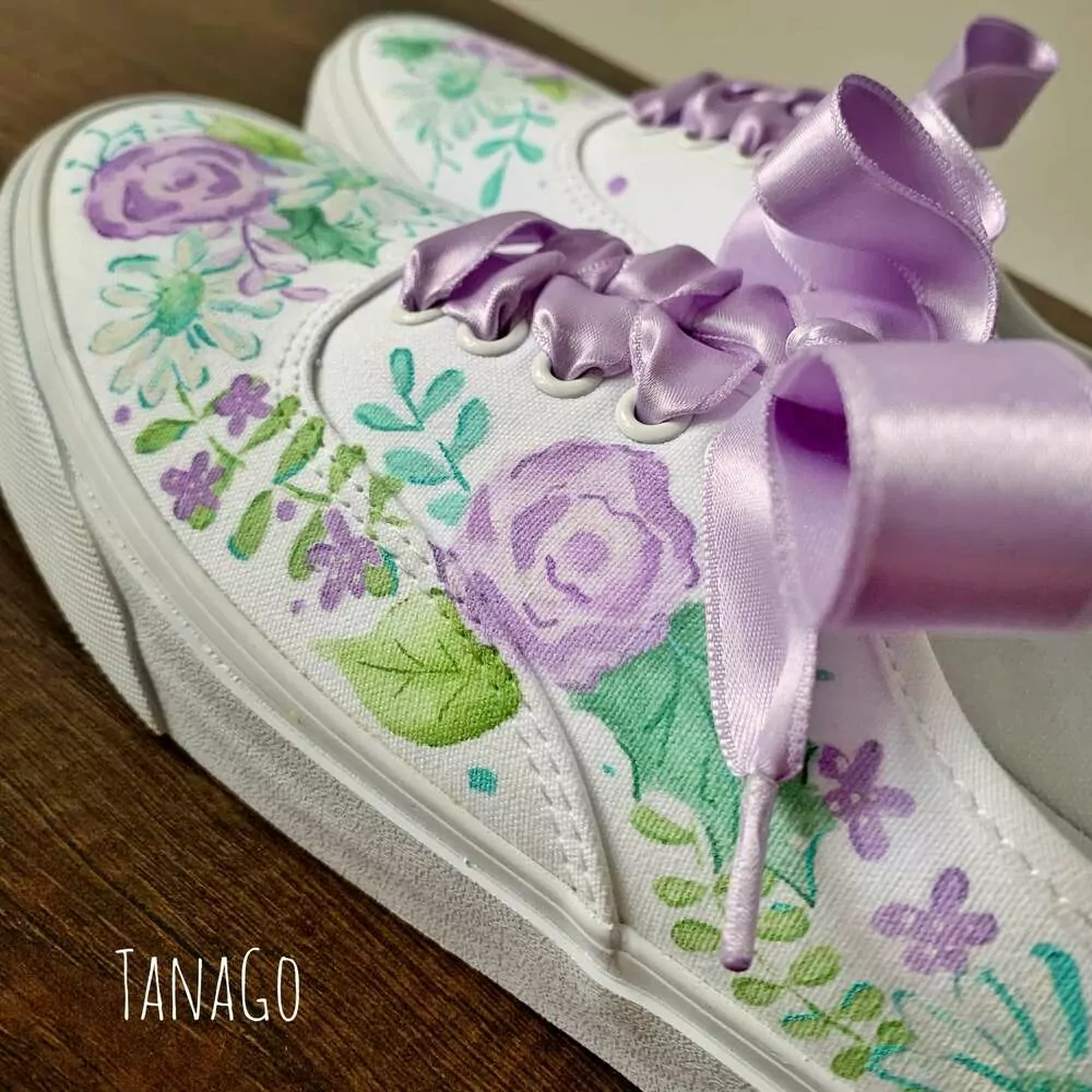 Tenisky Vans s fialovo mentolovými květy