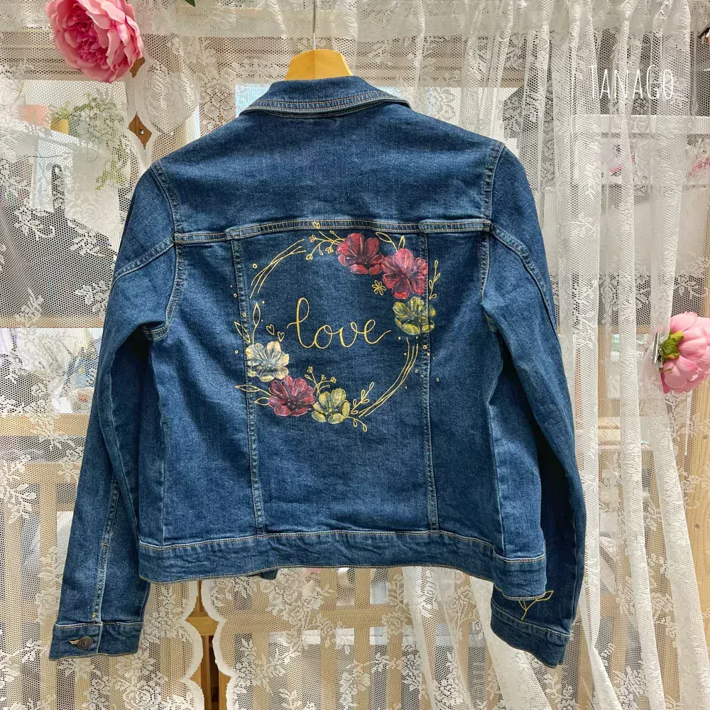 Riflová bunda s nápisem Love