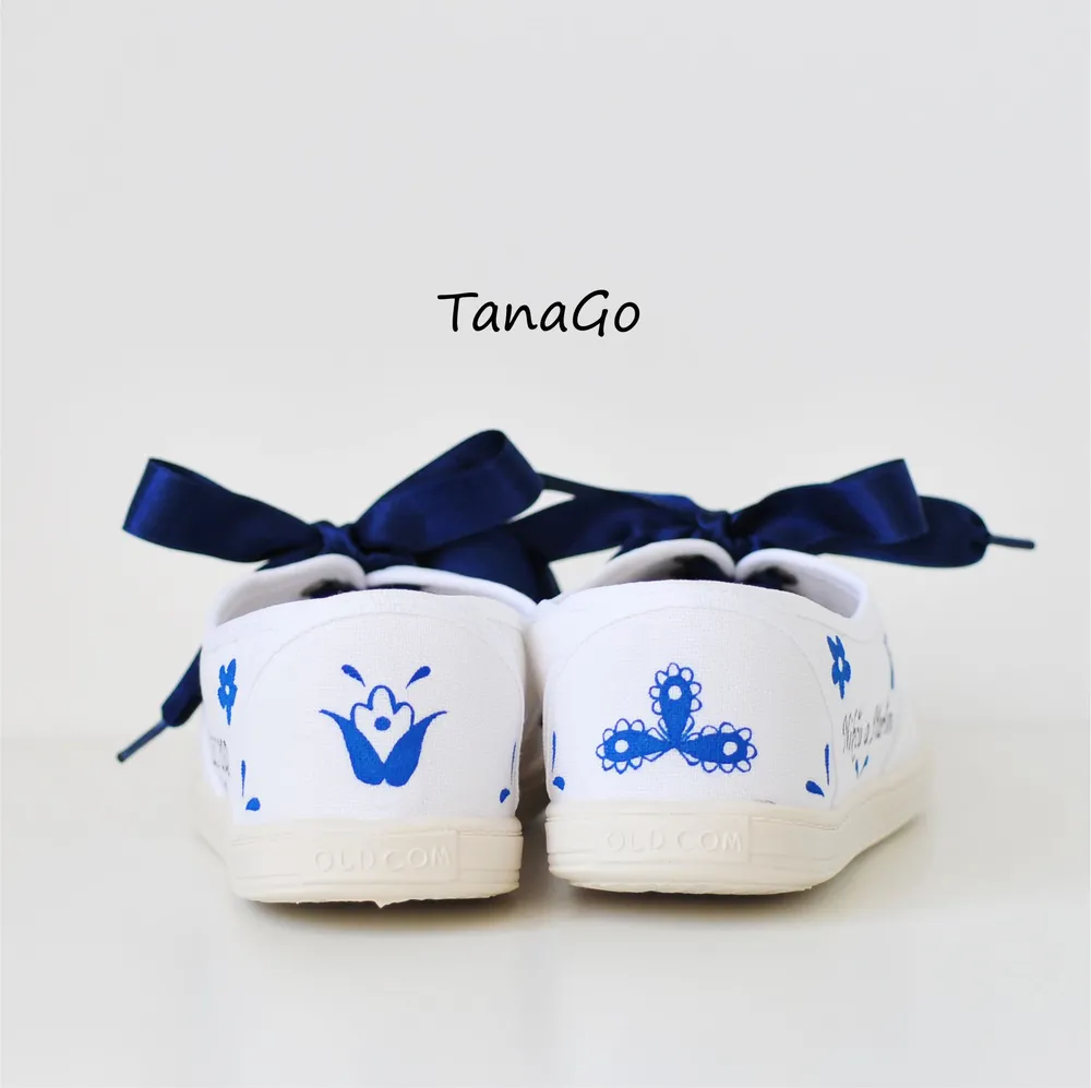 Folk svatební tenisky modré