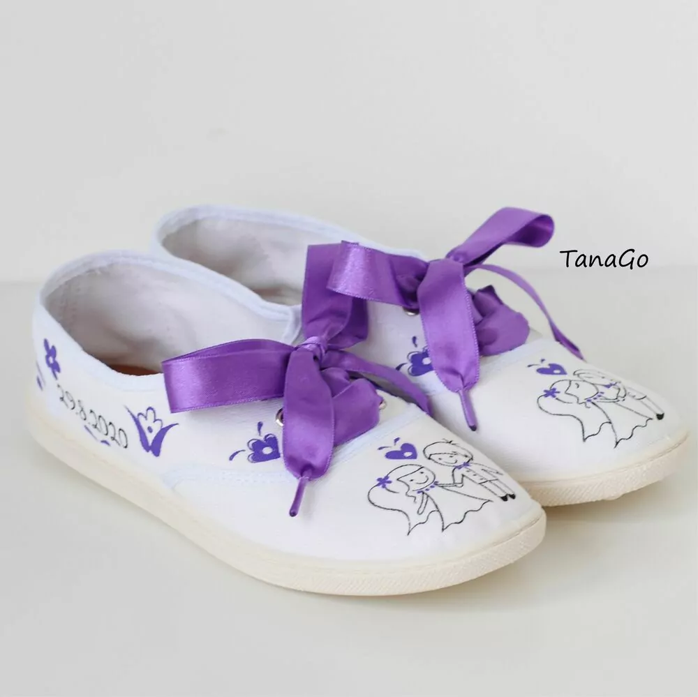 Folk svatební tenisky fialové