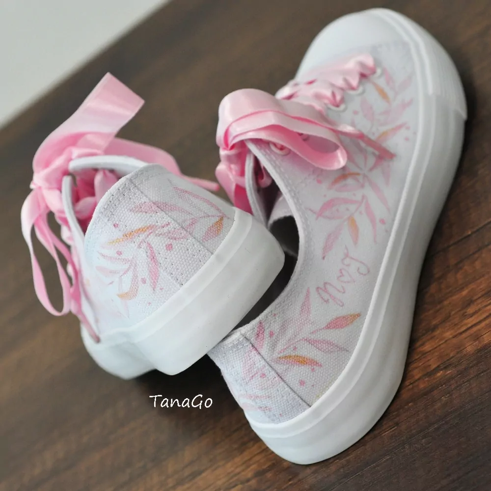 Malované tenisky Rosegold větvičky