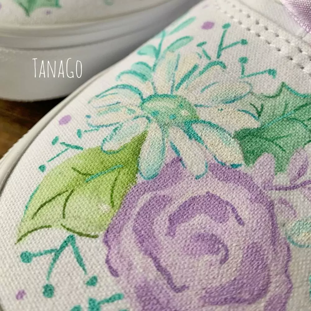 Tenisky Vans s fialovo mentolovými květy