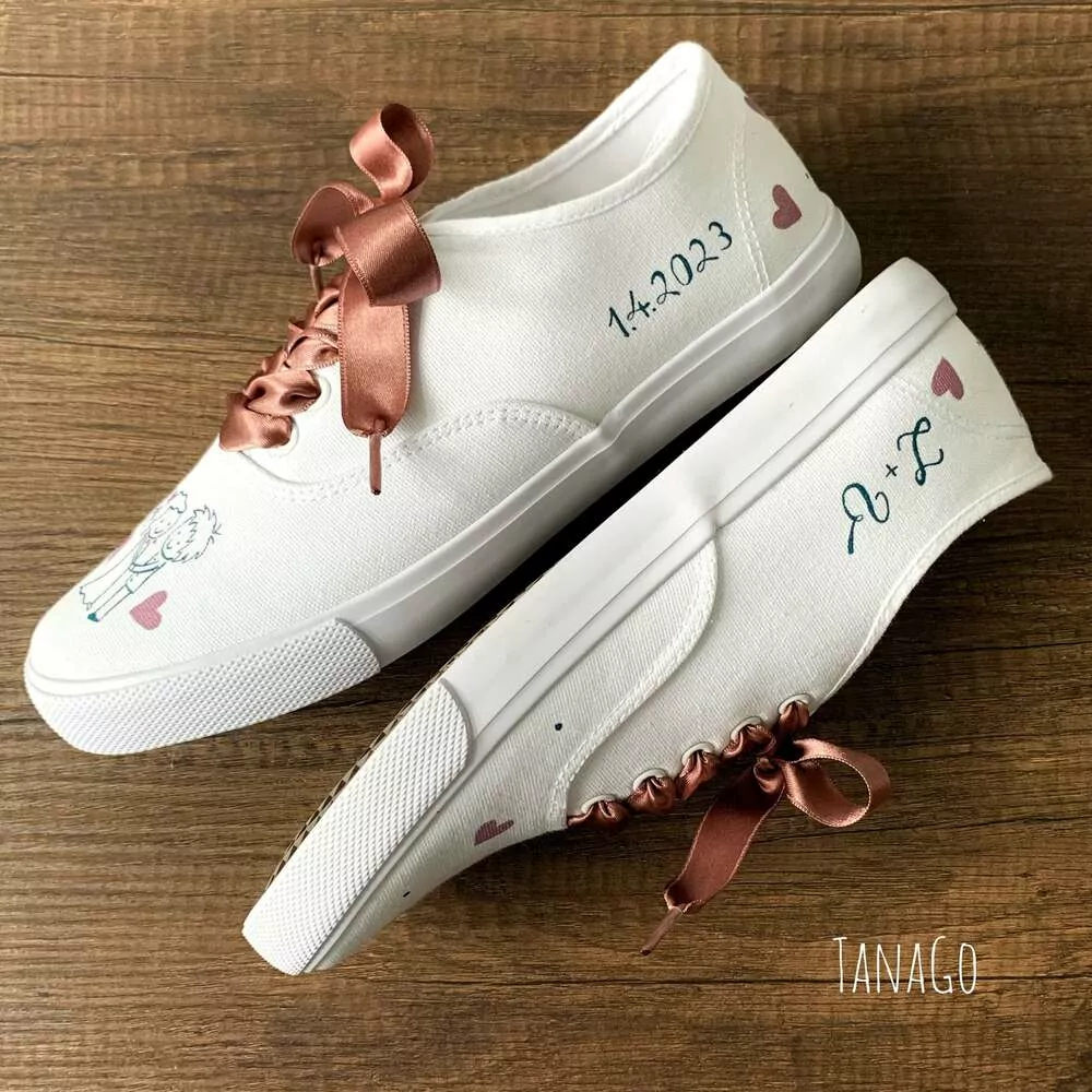 Něžné svatební tenisky starorůžová