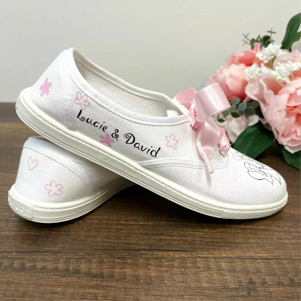 Svatební tenisky se světle růžovou