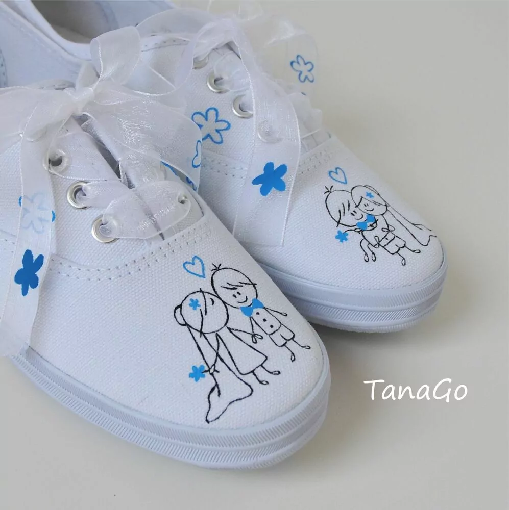 Svatební tenisky párové modré