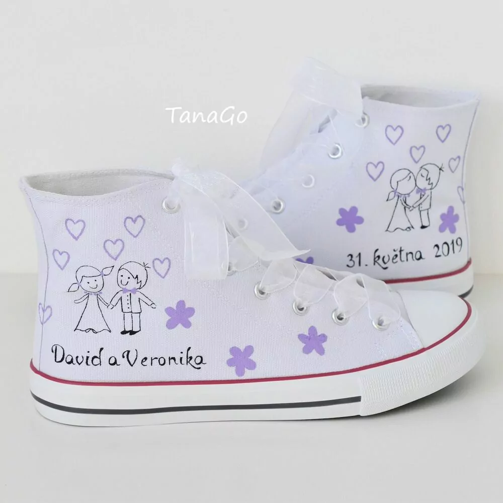 Svatební tenisky kotníkové s fialovou