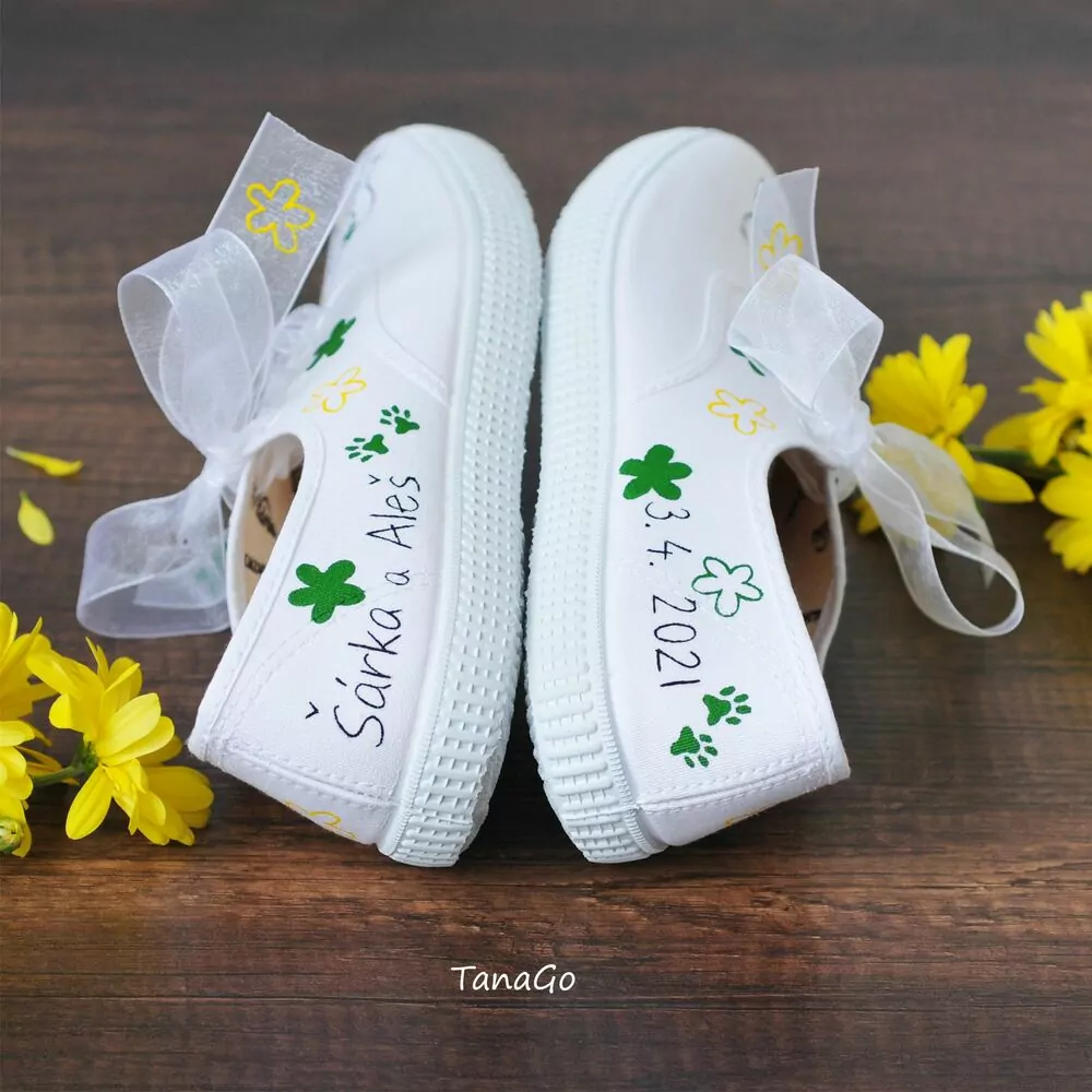 Svatební tenisky párové zelenožluté