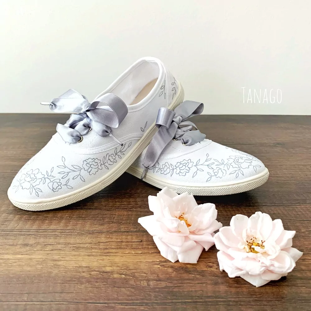 Malované tenisky Svatební krajka