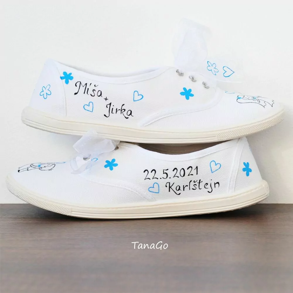 Svatební tenisky s modrou