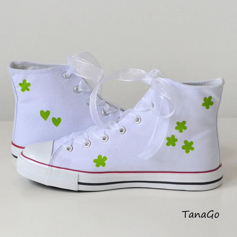 Svatební tenisky kotníkové s jarní zelenou