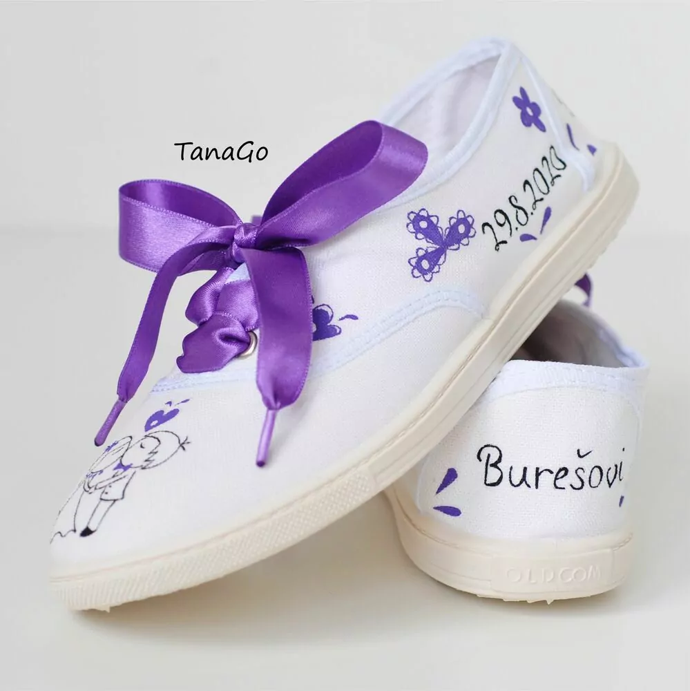 Folk svatební tenisky fialové