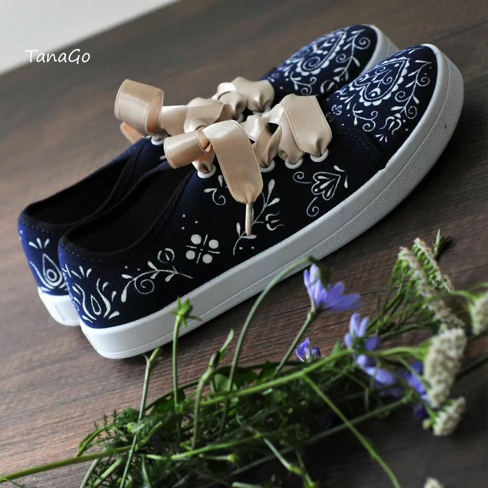 BAREFOOT folklorní tenisky Modrotisk