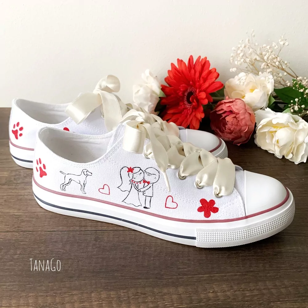 Tenisky pro nevěstu s pejskem