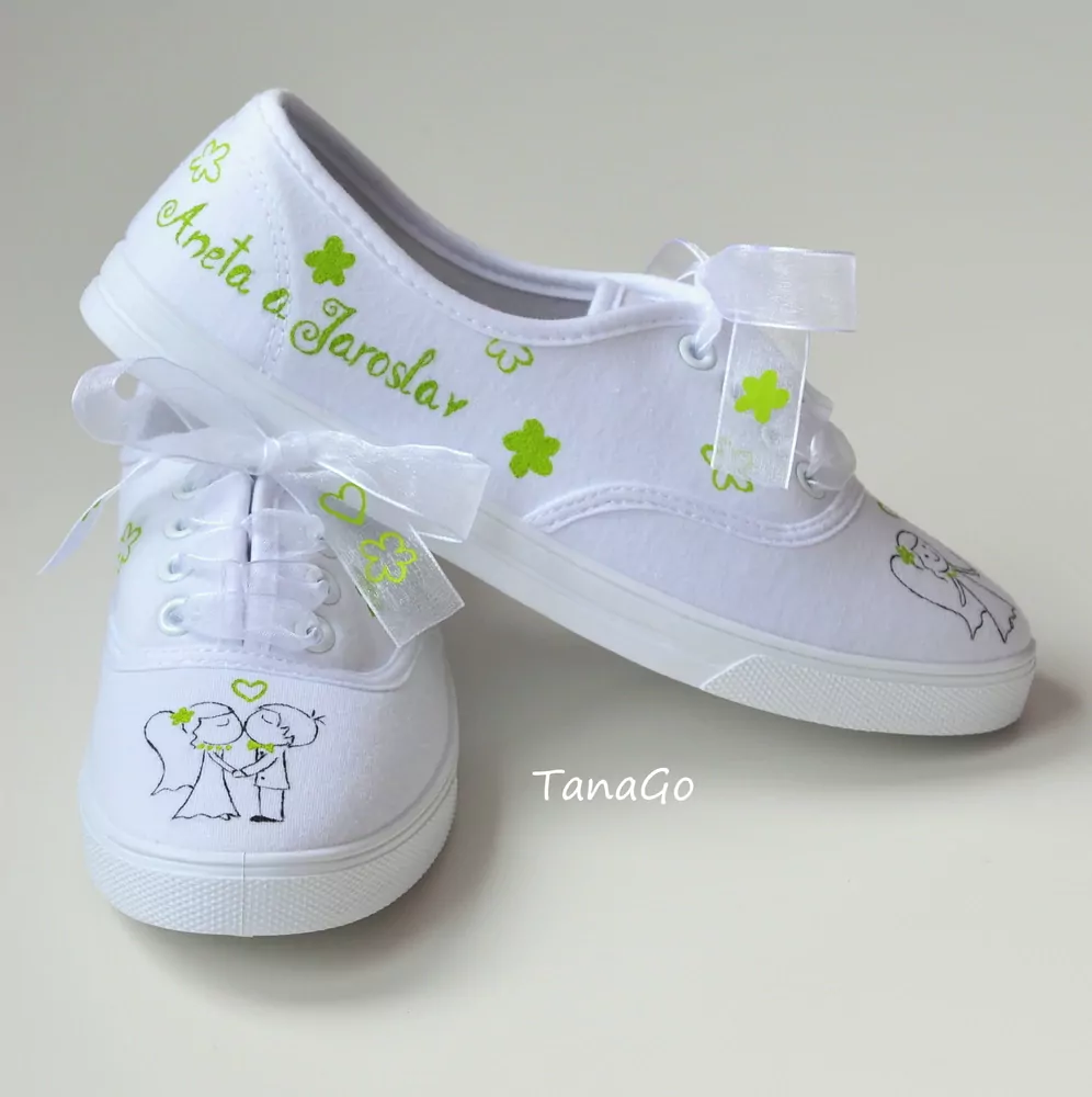 Svatební tenisky se zelenou