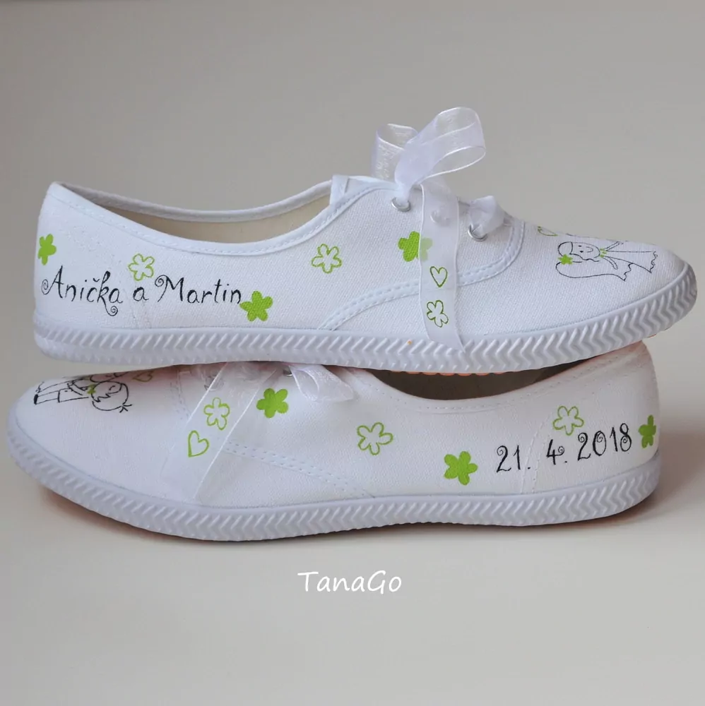 Svatební tenisky se zelenou