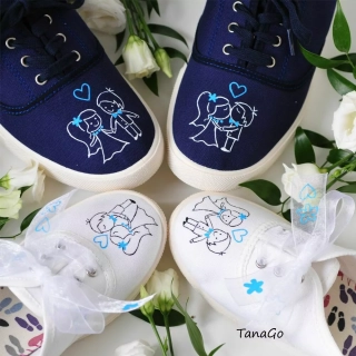 Svatební tenisky párové modré no.2