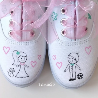 Svatební tenisky s růžovou a mentolovou