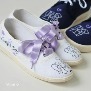 Svatební tenisky párové fialové