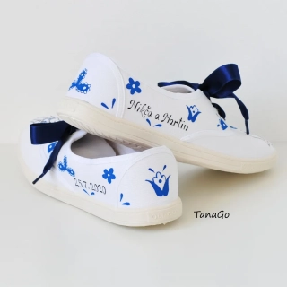 Folk svatební tenisky modré