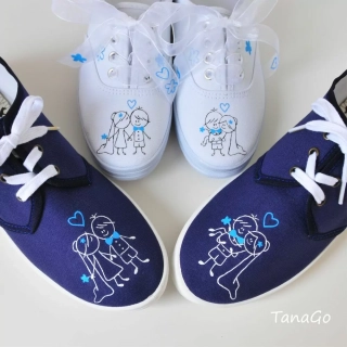 Svatební tenisky párové modré