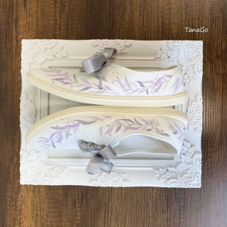 Ručně malované svatební tenisky fialové větvičky