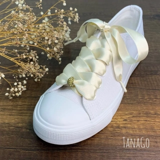 Smetanové tkaničky do nízkých converse s třpytivým průvlekem