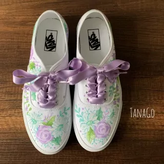 Tenisky Vans s fialovo mentolovými květy