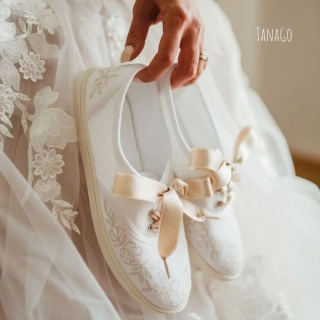 Svatební tenisky Béžová krajka